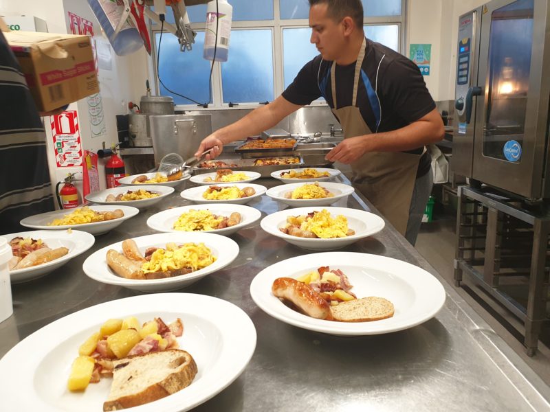 A cooked breakfast prepared at the Compassion Soup Kitchen